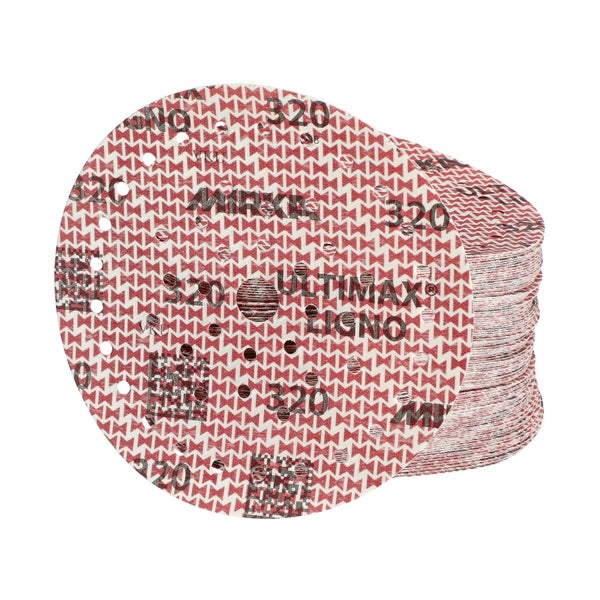 Mirka Ultimax Ligno Ø 150mm Schleifscheiben Klett Multifit / Korn 320 / 100 Stück / Multi-Lochung / zum Schleifen von Holzoberflächen