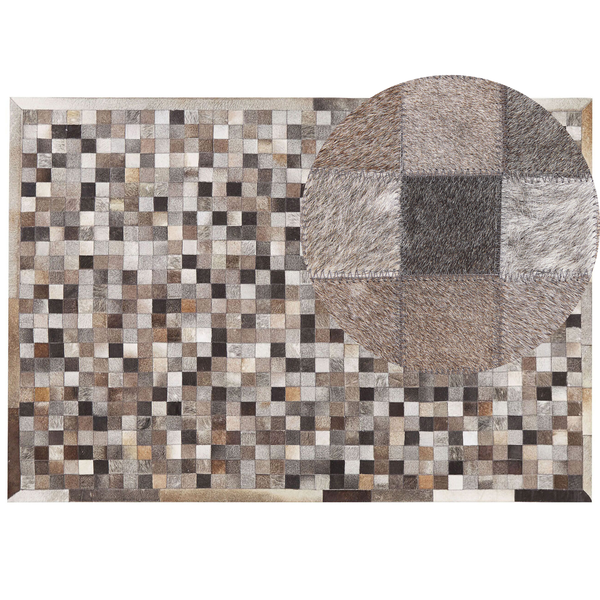 Teppich ARMUTLU Grau 160 x 230 cm Echtleder