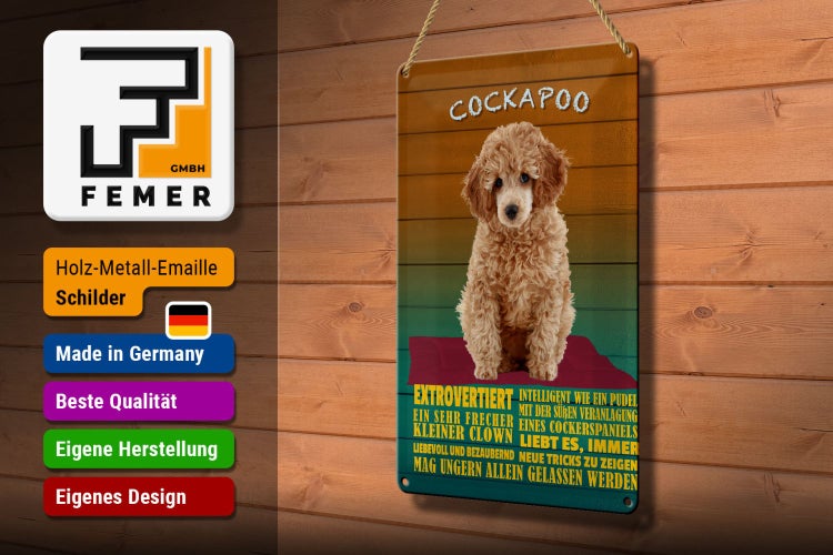 Blechschild Spruch 20x30cm Cockapoo Hund kleiner Clown