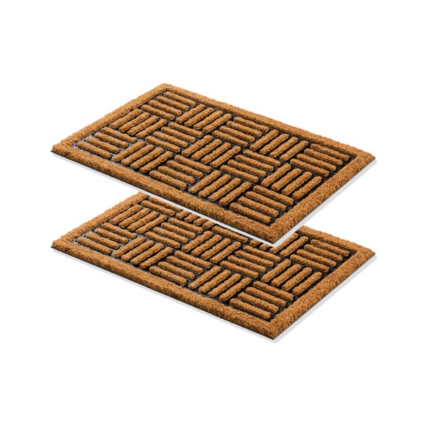 Zwei Fußmatten aus Kokosfaser mit Rillenmuster