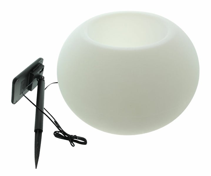 Dekoleidenschaft Solar LED Pflanzer Lights, weiß, moderne Leuchtdeko, Pflanztopf, Garten Leuchtkugel, Pflanzgefäß beleuchtet, Gartendeko für Draußen