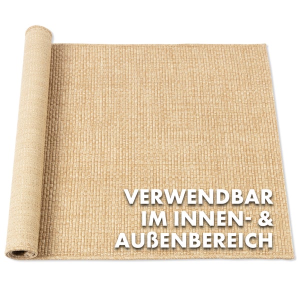 FLOORDIREKT Outdoorteppich - Wetterbeständiger Außenteppich - Ella - Beige - 80 x 150 cm