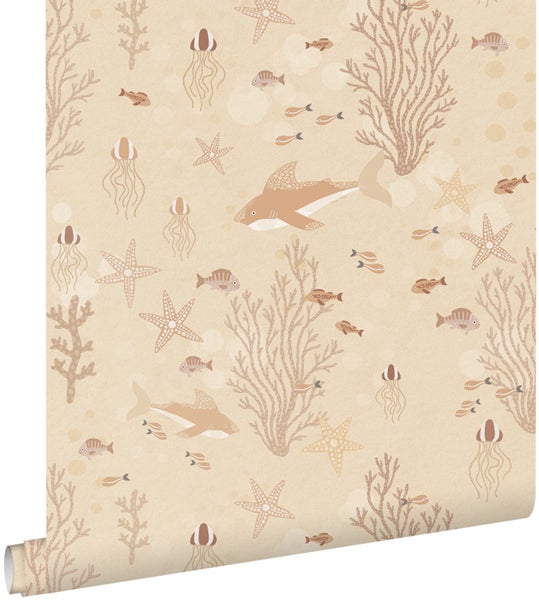 ESTAhome Tapete Unterwasserwelt Beige - 50 x 900 cm - 130930