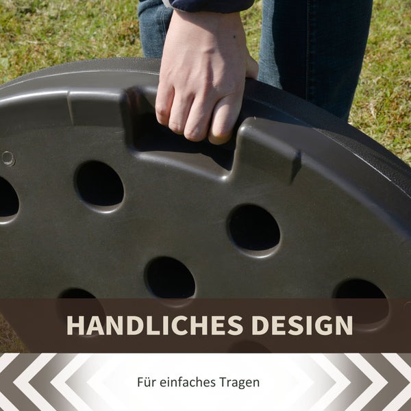 Outsunny  4-tlg. Schirmständer, mit 17 kg Wasser oder 25 kg Sand befüllbar, 100 x 100 x 10,5 cm, HDPE, Kaffee