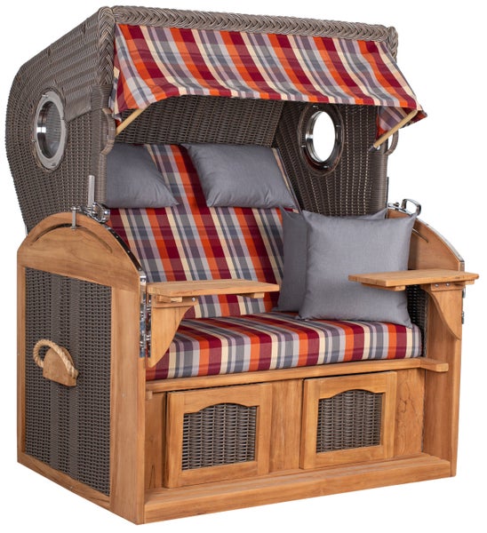 Strandkorb Horum XL Teak PE grey Dessin 584