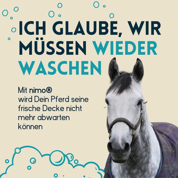 nimo® Waschmittel für Pferdedecken • reinigt zuverlässig ohne Duftstoffe und Farbstoffe