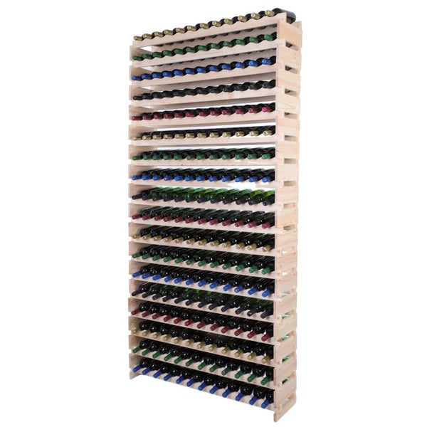 Weinregal VINOTECA FLEX PRO HxBxT 247x123x28cm 216 Flaschen auf 18 Ebenen Massives Kiefernholz Natur unbehandelt