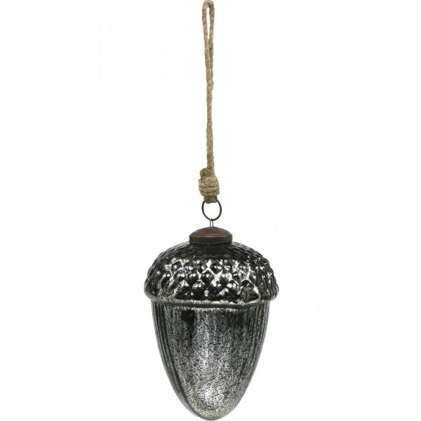 Dekorative Eichel aus Glas mit Aufhängeschnur zur Weihnachtsdekoration