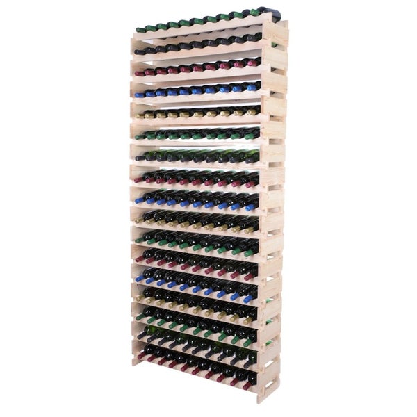 Weinregal VINOTECA FLEX PRO HxBxT 233x103x28cm 170 Flaschen auf 17 Ebenen Massives Kiefernholz Natur unbehandelt