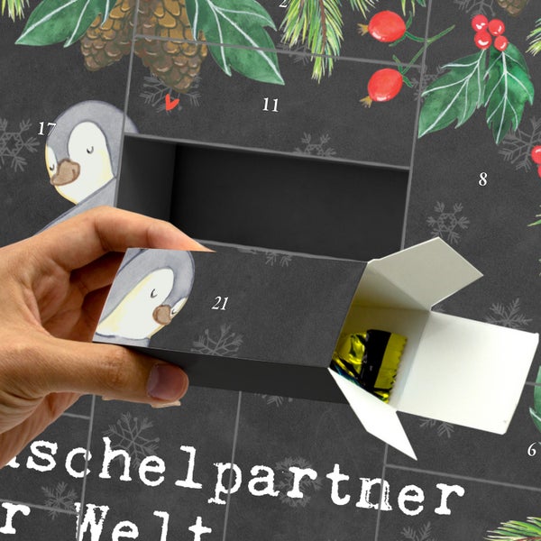 Mr. & Mrs. Panda Befüllbarer Adventskalender Pinguin Bester Kuschelpartner der Welt - Schwarz