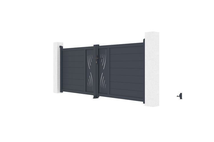 Flügeltor 3m VELETA H.120 graues Aluminium