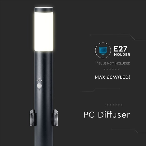 Pfostenleuchte mit E27 Fassung, maximale Leistung 60 Watt LED, PC Diffusor, Leuchtmittel nicht enthalten