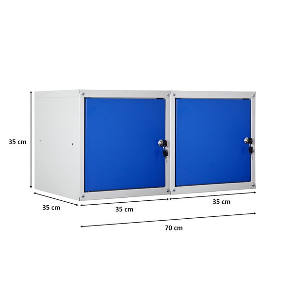 PROREGAL Mega Deal 2x Schließfachwürfel Cubic HxBxT 35 x 35 x 35 cm Grau-Blau