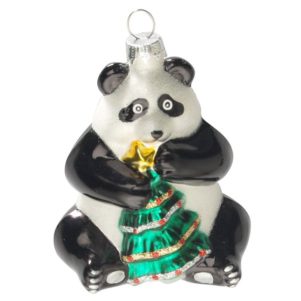 Pandabär 9cm, Glasornament, mundgeblasen und handdekoriert, 1 Stck.