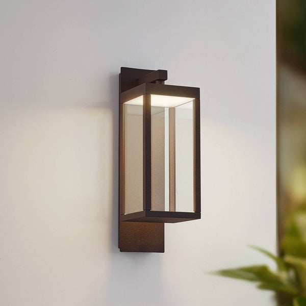 Lucande LED Wandleuchte außen Ferdinand (spritzwassergeschützt (Modern) in Braun aus Aluminium (1 flammig, ) - Außenwandleuchten Wandlampe Led Außenlampe Outdoor für