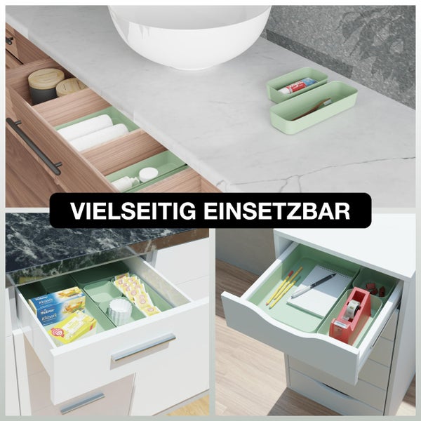 VMbathrooms Schubladen Organizer Set für jeden Bedarf | Praktische Schreibtisch Sortierboxen | Schubladentrenner – Ihr idealer Ordnungshelfer im Alltag für Büro & Haushalt (Grün)