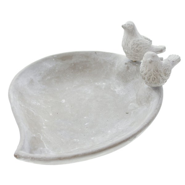 FRANK FLECHTWAREN | Vogeltränke Piepmatz, STEIN, 24 x 20 x 5 cm, GH 10 cm