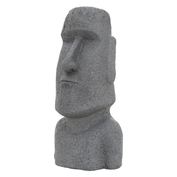 ECD Germany Moai Figur Rapa Nui Kopf 78cm hoch, aus wetterfestem Steinguss Kunstharz, Grau, Osterinsel Statue als Dekoration für Haus & Garten, Gartenfigur Dekofigur, Skulptur für Innen und Außen