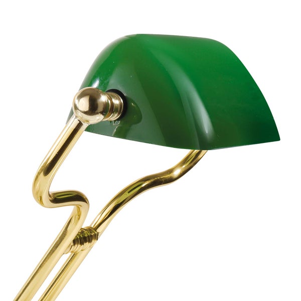 Grüne Schreibtischlampe mit Messinggestell