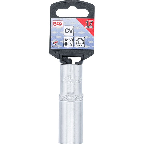 BGS Steckschlüssel-Einsatz Gear Lock tief Antrieb Innenvierkant 12,5 mm (1/2) SW 17 mm - 10257