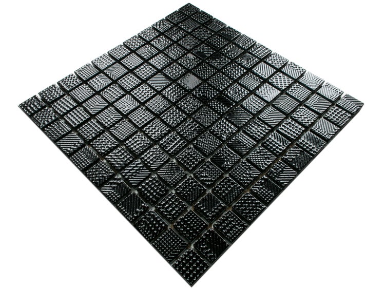 Glasmosaik auf Netz für Bad und Küche 30cm x 30cm  - Black lace