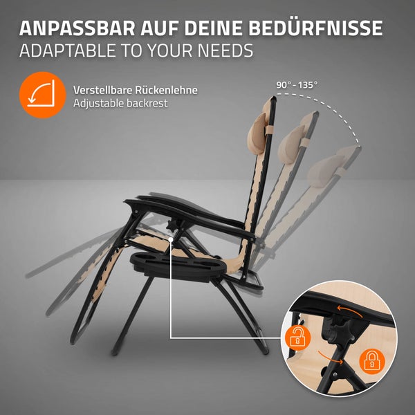 ML-Design 3-teiliges Sonnenliege Set klappbar, Gartenliege Set mit Tisch, Taupe, Liegestuhl mit verstellbarem Kopfpolster & Rückenlehne, wetterfest/Outdoor, Relaxliege Gartenstuhl mit Getränkehalter
