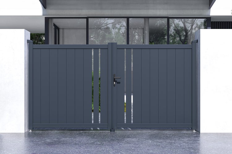 Flügeltor 3x1,6m GIONA + 2 EIFEL-Pfosten H.190cm Grau