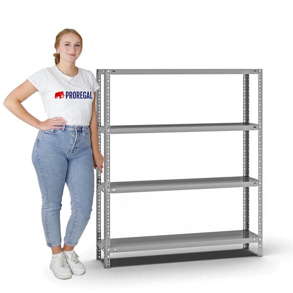 PROREGAL Fachbodenregal Schraubsystem Medium-Duty Grundregal HxBxT 150 x 130 x 30 cm 4 Ebenen Fachlast 200 kg Beidseitig Nutzbar Verzinkt