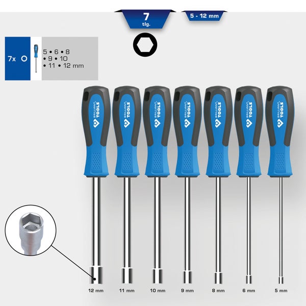 BRILLIANT TOOLS Stecknuss-Schraubendreher-Satz 7tlg. 5 - 12 mm - BT031070