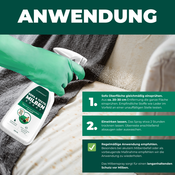 Silberkraft Milbenspray Sofa 500 ml, Anti-Milben-Schutz bei Hausstauballergie