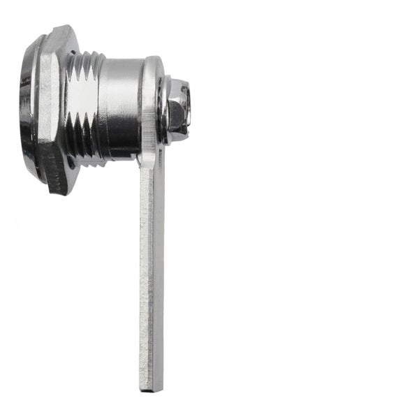 Ein Hebelverschluss aus Metall mit Gewinde zur Befestigung an Schränken oder Türen.