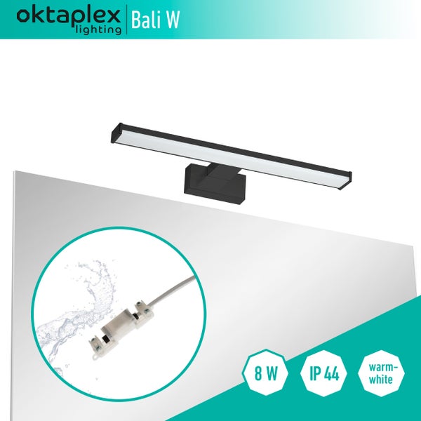 LED Spiegelleuchte 40cm schwarz 3000K Warmweiß 8W 570lm Wandmontage Badezimmerlampe