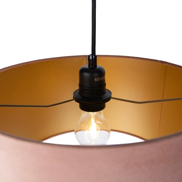 Moderne Hängeleuchte mit Textilschirm und E27 Fassung inklusive LED Leuchtmittel
