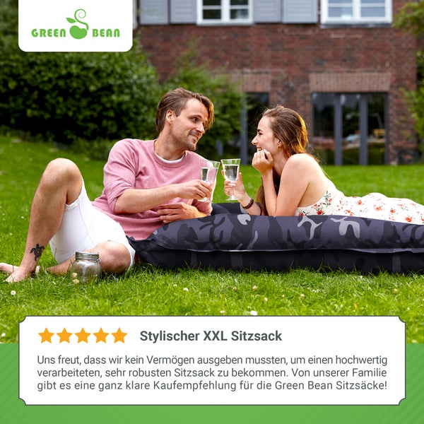 Green Bean Sitzsack XXL 140x180cm 380 Liter Kinder & Erwachsene Bean Bag EPS Perlen Füllung Riesensitzsack Groß Draußen Outdoor Liegekissen Waschbar Wetterfest Lounge Sitzkissen Bodenkissen Türkis