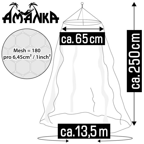 AMANKA Feuerhemmendes Moskitonetz 2,5x13,5 m Stern Baldachin Betthimmel Mückennetz