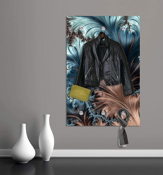 Designer-Garderobe | Wandgarderobe | Flurgarderobe | Garderobenhaken | Garderobenpaneel | Kleiderständer | Kleiderablage | Feder | Bild | Deko | Garderobenständer, WR0260 Größe :80x120 cm