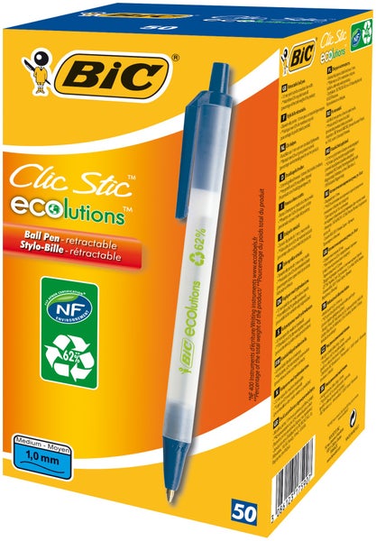 BIC Kugelschreiber ECOlutions Clic Stic 0.4mm blau, 50er Set