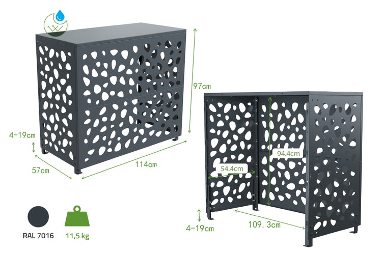 Geräteschrank mit Maßen