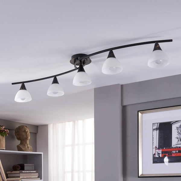 Lindby Glas Deckenlampe Metall schwarz gold gebürstet, Deckenstrahler 5x E14 max. 4,5W ohne Leuchtmittel Deckenleuchte Schlafzimmer Wohnzimmerlampe