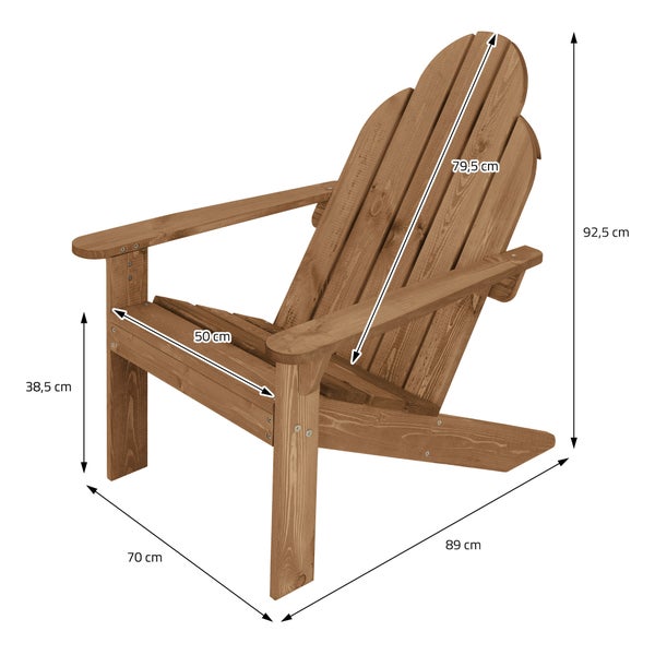 ECD Germany Adirondack-Stuhl 2er Set aus Tannenholz Massiv, 92,5x70x89 cm, Braun, Gartenstuhl mit Rückenlehne & Armlehnen, Holzstuhl, Wetterfeste Gartensessel, Relaxstuhl für Balkon, Garten, Strand