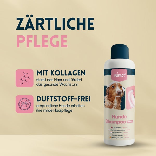 nimo® Hunde Shampoo sensitiv • ohne Duftstoffe und pH-Neutral für alle Rassen
