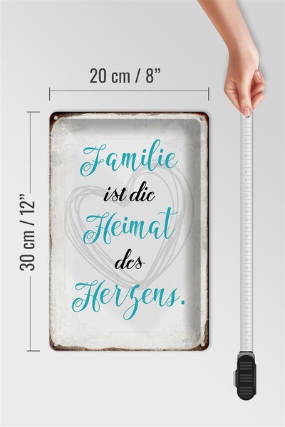 Blechschild Spruch 20x30cm Familie ist Heimat des Herzens