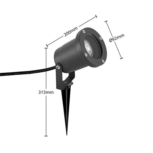Lindby Außenleuchte Nielas (spritzwassergeschützt (Modern) in Alu aus Aluminium (1 flammig, GU10) - Erdspießleuchte außen