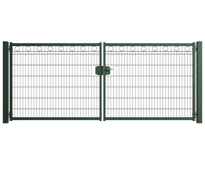 Doppeltor Gartentor aus Metall mit Schloss und Zierleisten