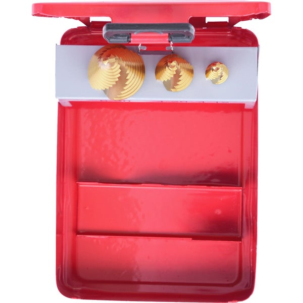 Bohrersatz in roter Metallkassette