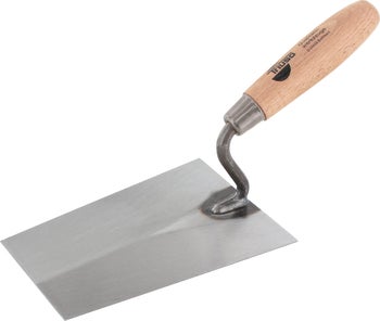 Maurerkelle mit rechteckigem Stahlblatt und Holzgriff der Marke Triuso
