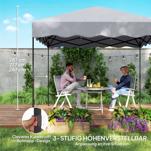 Outsunny Pavillon ca.3x3m, wasserabweisend Stabil Winterfest Pop-up Faltpavillon mit UV Schutz 50+, Faltbar Partyzelt Gartenzelt mit Rolltasche, Gartenpavillon für Camping Garten, Hellgrau