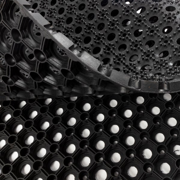 FLOORDIREKT Gummi-Wabenmatte - Octo Door - Antirutschmatte - Schwarz - Stärke 23 mm - 100 x 200 cm