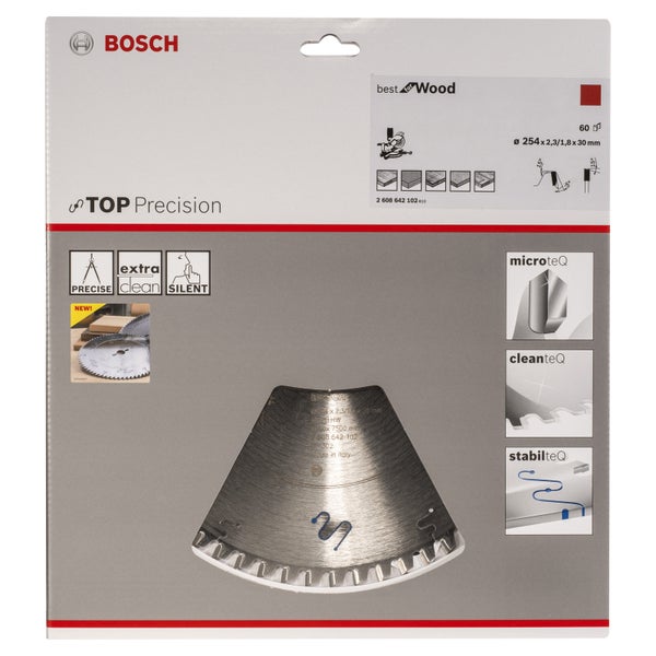 Bosch Kreissägeblatt Top Precision Best for Wood, 254 x 30 x 2,3 mm, 60 - 2608642102