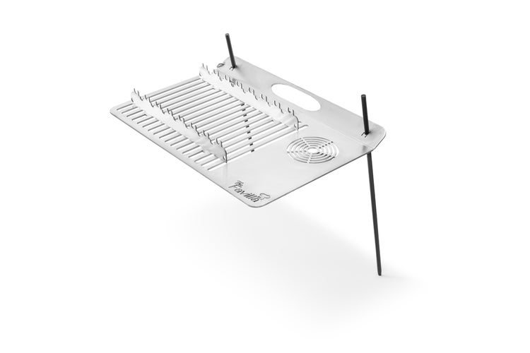 The Favilla Cumbo Outdoor Kochsystem – Edelstahl Kocher mit Teebereiter & Frischhaltefach, höhenverstellbar, zerlegbar & mit Tragetasche – Camping Feuerkocher